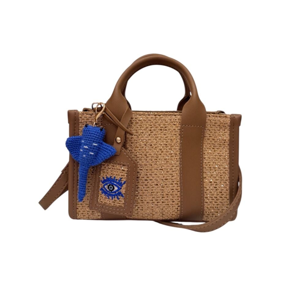 CITY BAG MINI HASIR-GLİTTER TABA-EVİL EYE