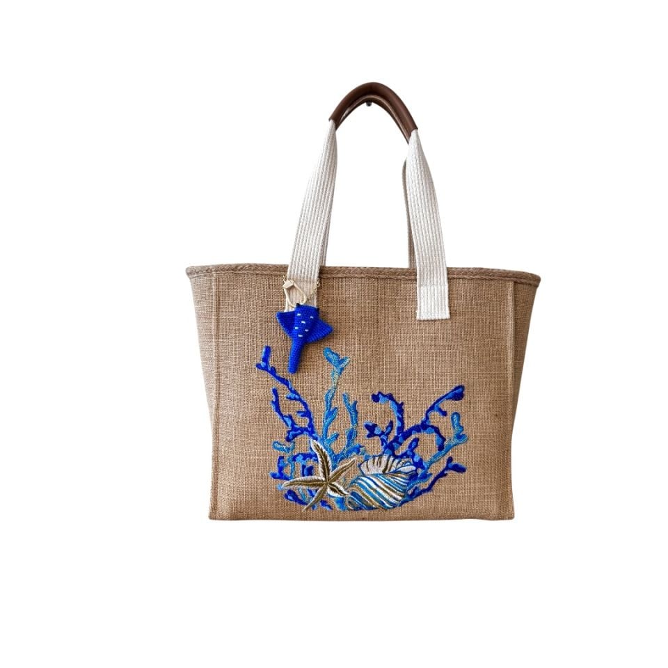 EYG116 BEACH BAG- BLUE CORAL