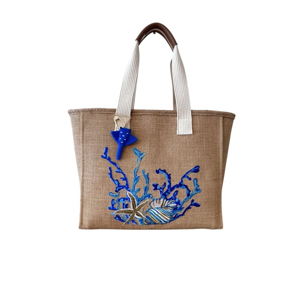 EYG116 BEACH BAG- BLUE CORAL