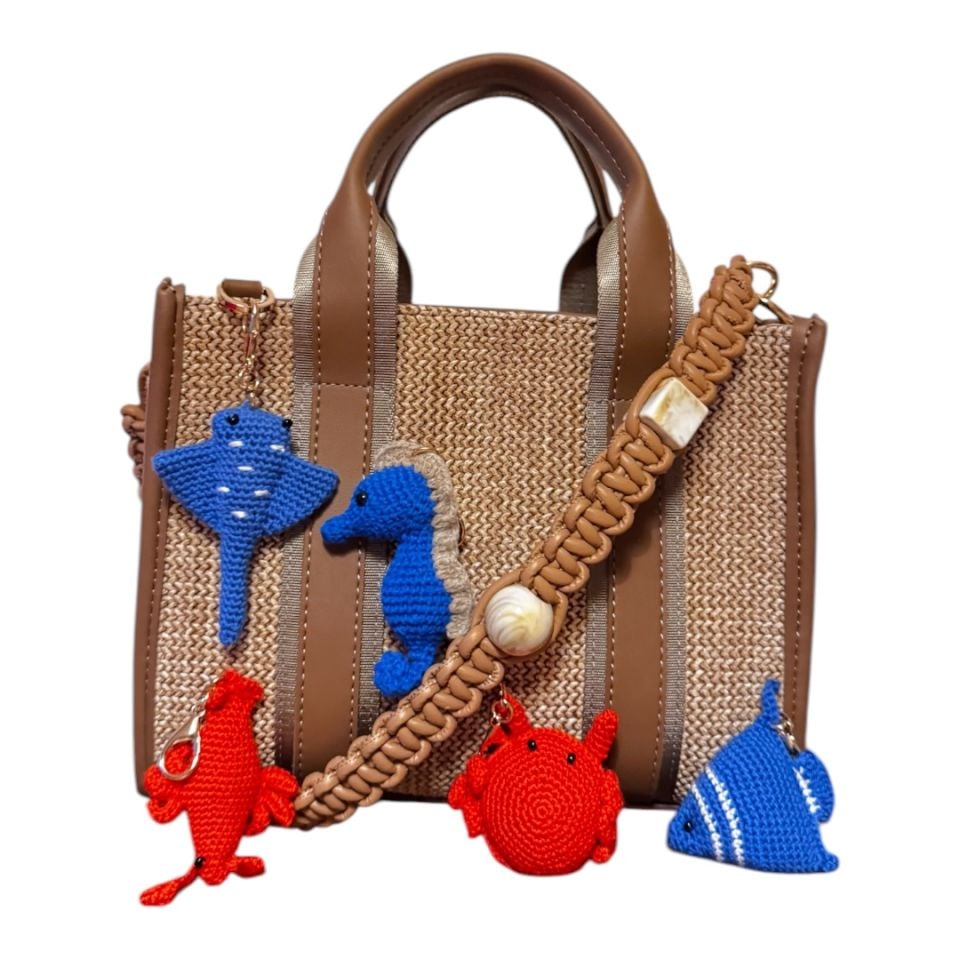 CITY BAG MEDİUM HASIR-BEJ-ORİGAMİ CHARMS