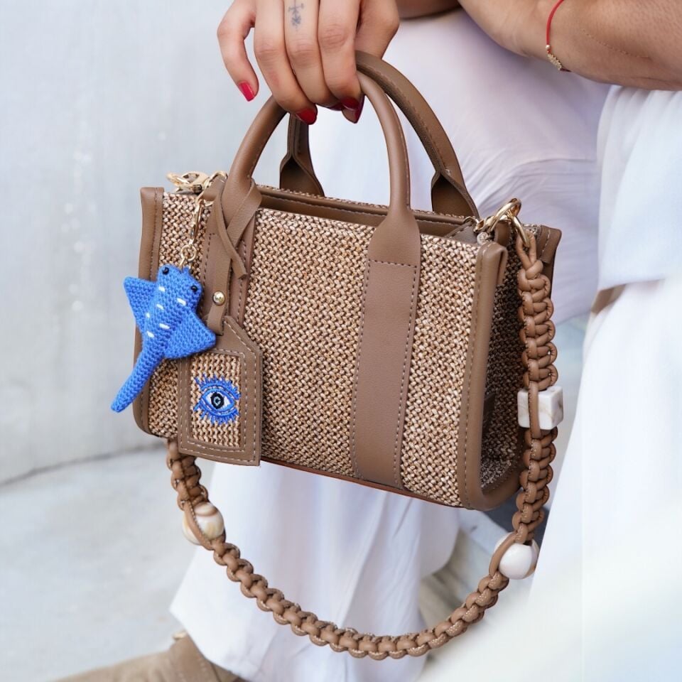 CITY BAG MINI HASIR TABA-EVİL EYE